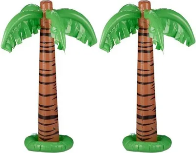 Produktbild von 2er Set Schnell Aufblasbare Palmen Mehrfarbig mit stabilem Sockel für Partys