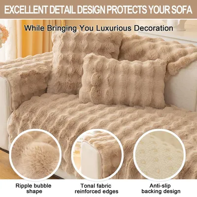 Produktbild von Sofaüberwurf 90x160cm Khaki Plüsch Sofabezug