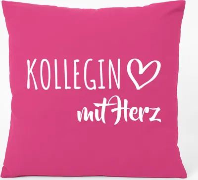 Produktbild von Huuraa Kissen Kollegin mit Herz 40x40cm mit Füllung Fuchsia Baumwolle Dekokissen Geschenkidee