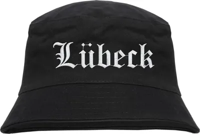 Produktbild von Lübeck Fischerhut - Altdeutsch - bestickt -  Bucket Hat Anglerhut Hut Anglerhut Hut  Schwarz S/M