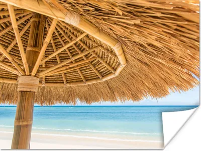 Produktbild von MuchoWow® Poster Sonnenschirm - Strand - Meer - Tropisch 120x90 cm - Wandbild