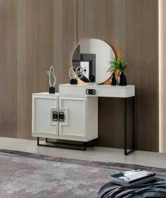 Immagine prodotto di Tavolino da toilette con specchio Rettangolare Bianco Unicolore Stile Design Moderno