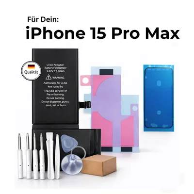 Produktbild von Diagnose Akku für iPhone 15 Pro Max 4422 mAh mit Werkzeugset – ohne Fehlermeldung