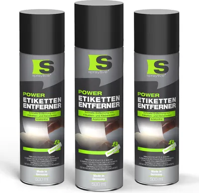 Produktbild von Spraytive 3x 500ml Power Etikettenentferner – Acetonfrei, Klebereste-Entferner & Etikettenlöser, Reiniger für Aufkleber & Markierungsfarben