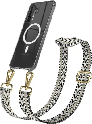 Produktbild von EAZY CASE - Handykette mit MagSafe Hülle für Samsung Galaxy A26, Handyband ZigZag Style,Karabiner Gold, Umhängeband in Grün