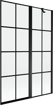 Produktbild von Mexen Mist Badewannenfaltwand 2-flügelig rechts 120 x 150 cm, schwarzes Gitter, schwarz - 8A9-120-011-70-77-P