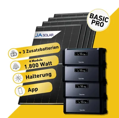 Produktbild von Balkonstrom Balkonkraftwerk 1820W Solaranlage mit Speicher | 3xZusatzspeicher | Balkonhalterung | 2xSolarmodul Bifazial | Hoymiles AC1920 | Kabel 5m