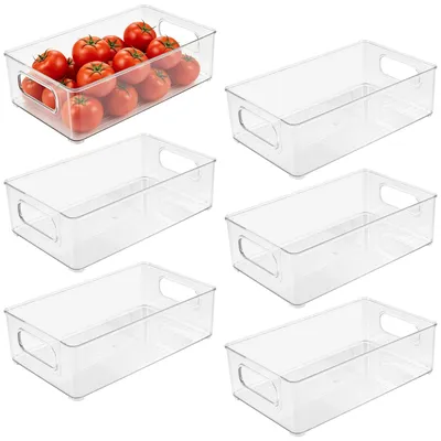 6er-Set stapelbare Kühlschrank-Organizer, 25,5x15,1x7,6 cm, transparent