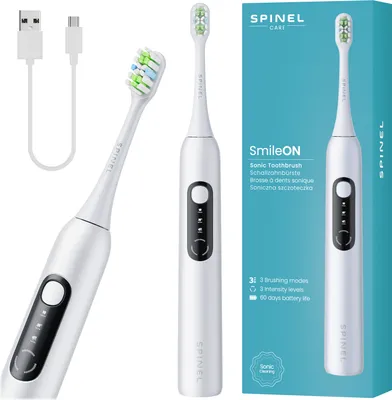 Obrázek produktu pro Spinel Care SmileON Sonický zubní kartáček bílý 3 režimy USB-C Vodotěsná baterie