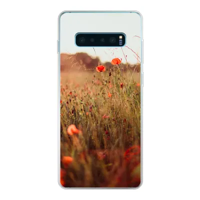 Produktbild von MuchoWow® Handyhülle Schutzhülle Hülle für Samsung Galaxy S10 Plus Sonnenuntergang - Blumen - Rot Silikon Softcase Handy Hülle - Schutzhülle