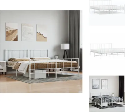 Produktbild von vidaXL Bettgestell mit Kopf- und Fußteil Metall Weiß 193x203 cm -  Betten & Bettgestelle