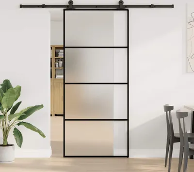 Immagine prodotto di Porta Scorrevole con Ferramenta 90x205cm Vetro ESG Alluminio
