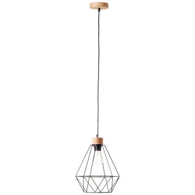 Produktbild von Hängelampe, Ø 25 cm, E27, max. 25W, kürzbar, Holz/Metall, schwarz