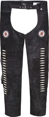 Produktbild von Chaps Fransenhose Reiter Cowboy Western Lederchaps Lederhose, Größe:52/L, Farbe:Schwarz