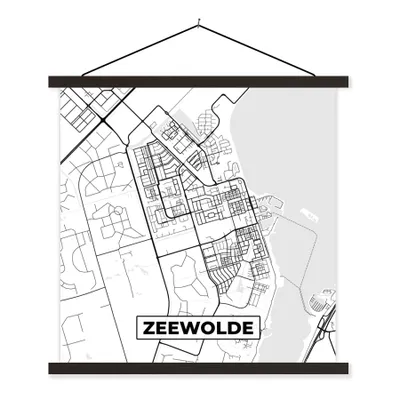 Obrázek produktu pro MuchoWow® Textilní plakát - Mapa - Zeewolde - černobílá - 90x90cm - S černými lamelami