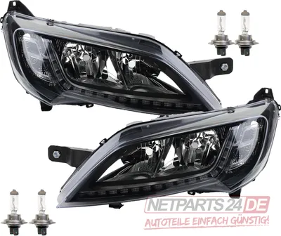 Zdjęcie produktu dla Johns, reflektory pasujące do Fiat Ducato 250 czarny w. Światła do jazdy dziennej LED + migacze