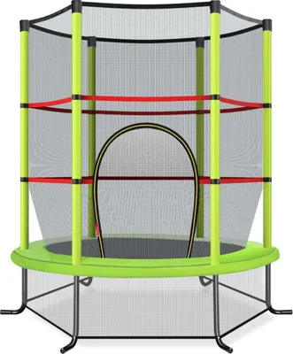 Image de Trampoline de jardin Ø140cm avec filet de sécurité trampoline pouvant supporter jusqu'à 135KG pour les enfants de 3 ans et plus vert