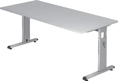 Obrázok produktu pre VOS19/5/S Stôl Hammerbacher C-noha - 180 x 65-85 x 80 cm, výškovo nastaviteľný, sivý/strieborný