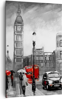 Produktbild von Bild auf Leinwand - Leinwandbild - Einteilig - London Bus - 80x120cm - Wand Bild - Wanddeko - Wandbilder - Leinwanddruck - Kunstdruck - Wanddekoration - Leinwand bilder - Wandbild - PA80x120-3939
