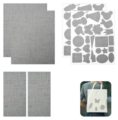 Aufbügelbare Reparaturflicken, 6 Stück, 20x25 & 10x20,5 cm, grau