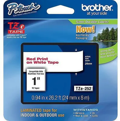 Produktbild von Brother TZE-252, Rot aud Weiss, TZe, Wärmeübertragung, China, 5 Jahr(e), Brother