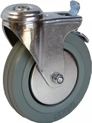 Image de BKshop | Roulettes pour charges lourdes - Ø 125, capacité 80 kg | Roulettes pivotantes, roulettes de transport, couleur grise - Roulettes en caoutchouc, roulettes fixes, roulettes pour meubles, roulettes d'aide au transport