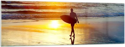 Produktbild von Bilder auf glas - Surfer sonnenuntergang ozean brett - 160x50cm - Glasbilder - Wandbilder - Kunstdruck - Wanddekoration aus Glas - Glas Bilder - Wandbild auf Glas - GAB160x50-2792