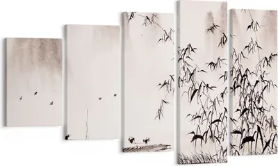 Produktbild von Bild auf Leinwand - Leinwandbild - Bambus schwarz China - 100x60cm - Wand Bild - Wanddeko - Leinwanddruck - Bilder - Kunstdruck - Wanddekoration - Leinwand bilder - Wandkunst - EG100x60-3116