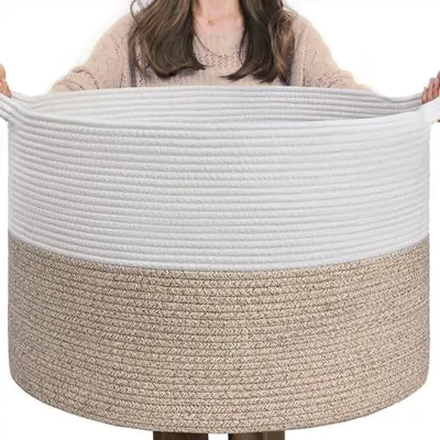 Produktbild von Aufbewahrungskorb Kinderzimmer, Korb Aufbewahrung, Wäschekorb Kinder, Korb Groß, Körbe für Decken, Baby Spielzeug, Körbe Geflochten, 55x35cm, Braun