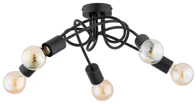 Immagine prodotto di Lampada da soffitto DISEL nera 5xE27x15W in metallo, dimensioni: 22x54x54 cm, IP20, Alfa