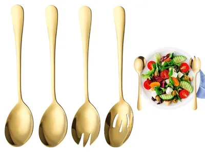 4-teiliges Salatbesteck-Set aus Edelstahl, 20 cm, silber