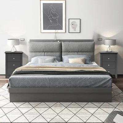 Immagine prodotto di Tavolino da comodino - Tavolini da comodino - Tavolino ausiliario - Cassettiera - Mobiletto per il letto - Set da 2 - 3 cassetti