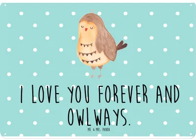 Produktbild von Mr. & Mrs. Panda tafel Eule Zufrieden DIN A4 - Türkis Pastell - Geschenk, Türschild, Wortspiel, Schild, Liebe Spruch, Owl, Hochzeitstag, Wandschild, Wandbild