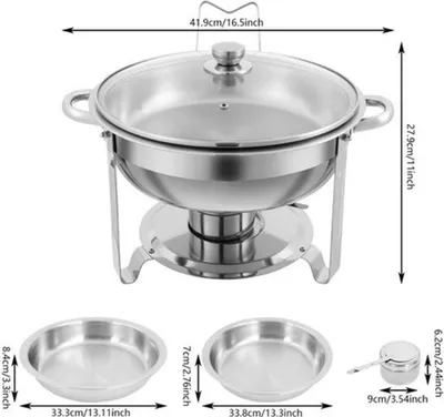 Image de Récipient chauffant - Plat de maintien au chaud avec couvercles - Acier inoxydable - Idéal pour les buffets et la restauration