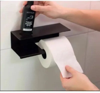 Immagine prodotto di Portarotolo con ripiano, 24 cm, acciaio inossidabile nero
