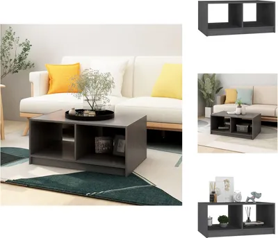 Image de vidaXL Table basse Gris 75x50x33,5 cm Pin massif - Tables basses