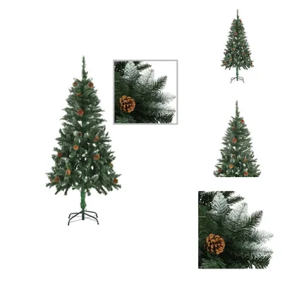 Produktbild von vidaXL Künstlicher Weihnachtsbaum Kiefernzapfen Weißem Glitzer 150 cm -  Weihnachtsbäume