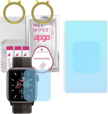 Produktbild von apgo 2 Stück HD HQ FLEX Schutzfolie kompatibel mit Apple Watch SE (44 mm) Smartwatch, Hydrogel Displayschutzfolie mit abgerundeten Rändern, Displayfolie zum gesamten Bildschirm