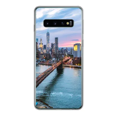 Produktbild von MuchoWow® Handyhülle Schutzhülle Hülle für Samsung Galaxy S10 New Yorker Skyline an der Brooklyn Bridge Silikon Softcase Handy Hülle - Handytasche