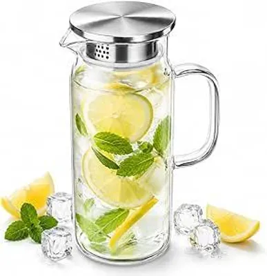 Produktbild von WILMAX Glaskrug 1000 ml mit Metalldeckel