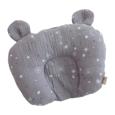 Produktbild von Atmungsaktive Babykissen Plagiozephalie, 100% Baumwolle Baby Kissen (Grey, 20x25cm)