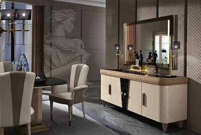 Produktbild von Möbel Kommoden Schrank Design Luxus Sideboard 2tlg. Kommode mit Spiegel Konsole