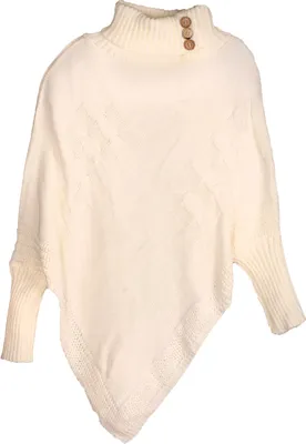 Produktbild von styleBREAKER Damen Feinstrick Poncho mit Zopfmuster und Ärmeln, Schalkragen 08010055