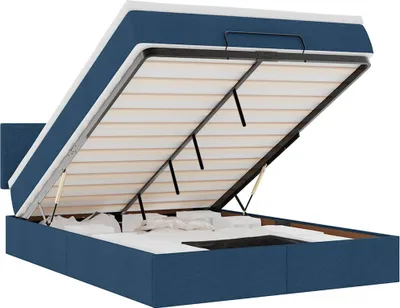 Produktbild von vidaXL Ottoman-Bett mit Matratze & LEDs Blau 140x200 cm Stoff