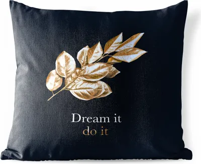 Produktbild von MuchoWow® Outdoor Kissen - Blätter - Zitate - Schwarz und Gold - 50x50 cm - Wetterfest - Lounge Kissen - Komfortabel - Kissen mit Bild