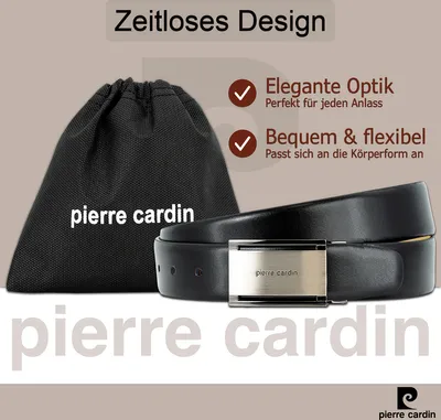 Pierre Cardin Herren-Koppel-Leder-Gürtel schwarz