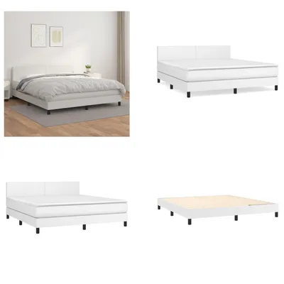 Produktbild von vidaXL Boxspringbett mit Matratze Weiß 160x200 cm Kunstleder - Boxspringbett - Boxspringbetten - Bett - Schlafzimmermöbel