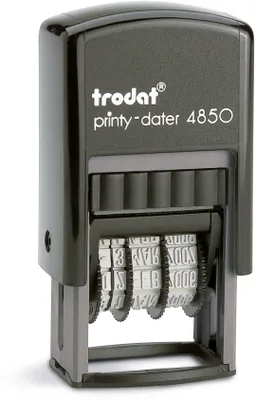 Produktbild von Trodat 76649, Selbstfärbestempel, Text/Datumsstempel, Gummi, 13 x 24 mm, Schwarz, Grau, Blau/Rot