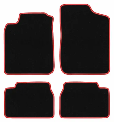 Productafbeelding van Velours automatten voor Daihatsu Charade 1994-2000 (hatchback) – 4-delig, zwart/rood, op maat – Wielganizator CARLUX