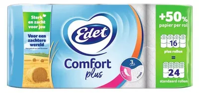 Image de Edet Edet Comfort Plus papier hygiénique avec paille - 16 rouleaux